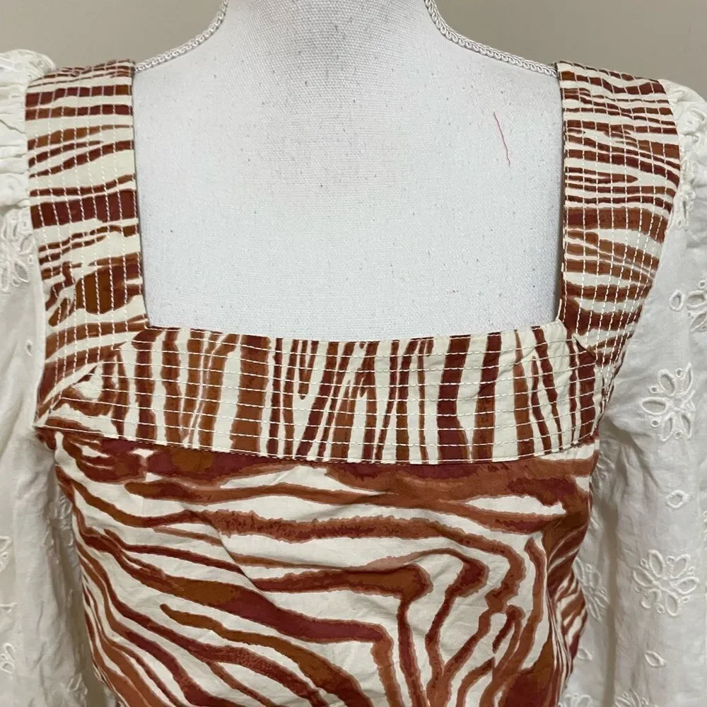 NWT Anthropologie Love The Label Smocked Puff-Sleeve Top size S Blouse